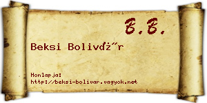 Beksi Bolivár névjegykártya